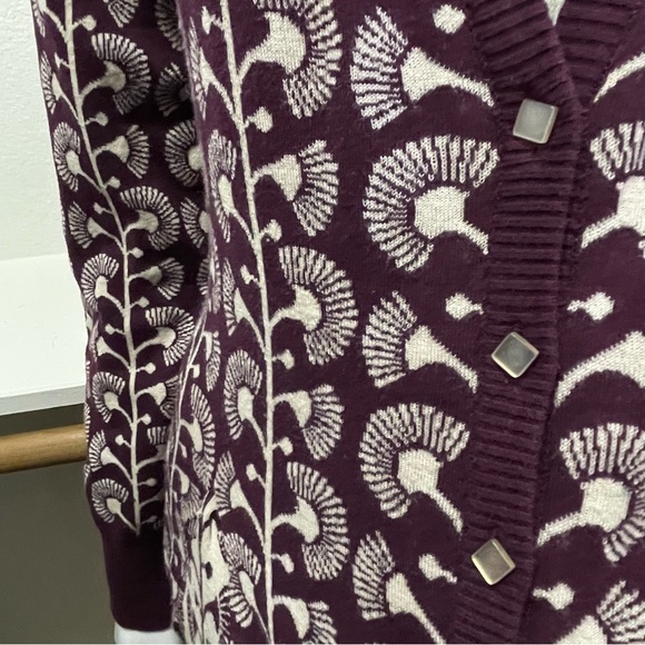 Rare*ANTHRO* HWR Monogram, Climbing Marigold Cotton/Wool Blend Cardigan Sz M - Picture 7 of 10